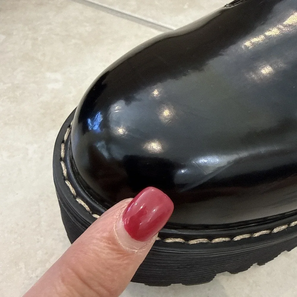 Steve MADDEN NYC Lug Sole Chunky Mary Jane‎ Black Y2K Goth Sz 9.5 Faux Patent
